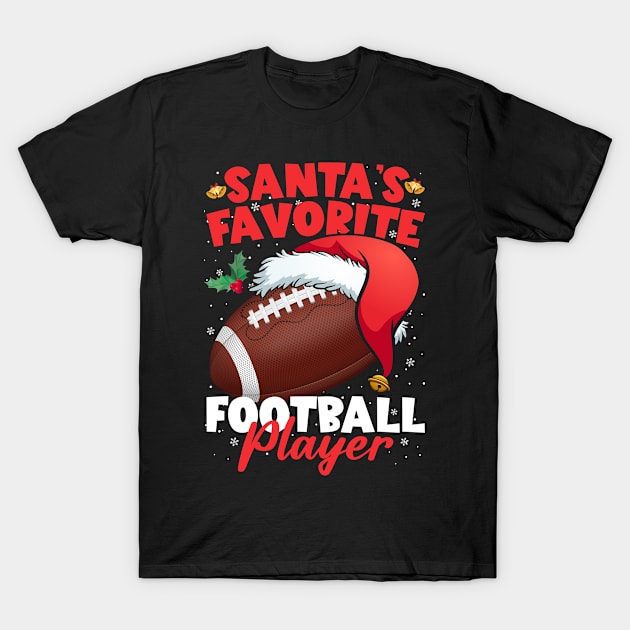 Santa's Favorite Football Player Christmas Pajama Xmas T-Shirt by joneK